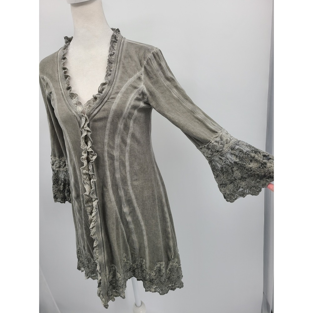 Gretty Zueger Vtg Whimsigoth Long Duster Coatigan S Lace Embroidered Victorian